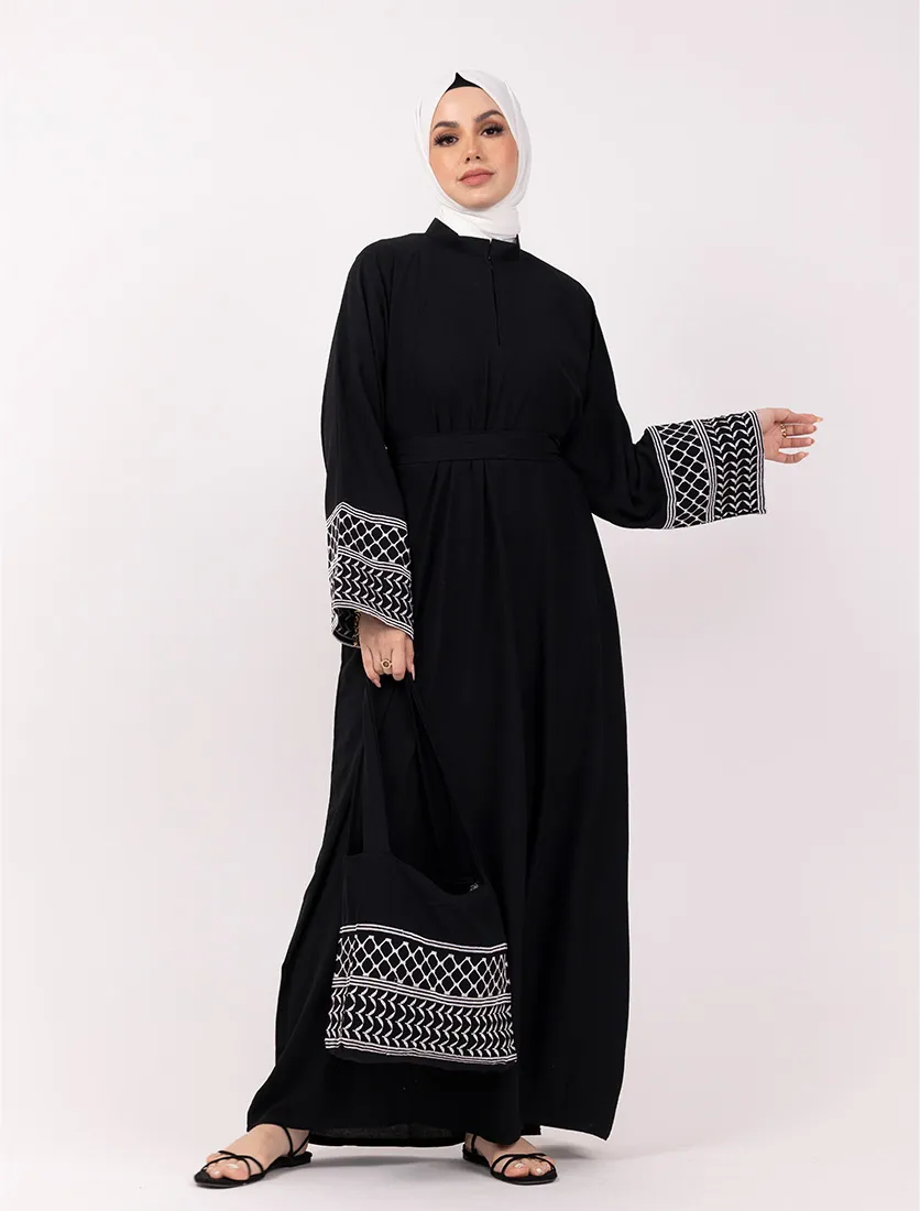 Black Keffiyeh Basic Abaya